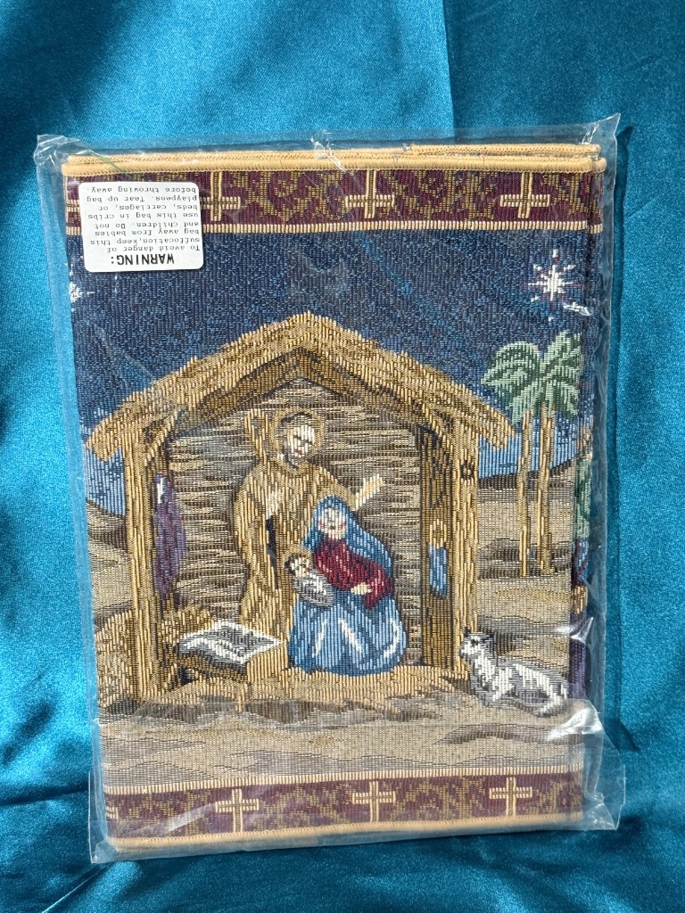 Nativity Tapestry Table Runner 13" x 54" New in Package. Made in the U.S.A.